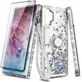 thumbnail image 5 of Compatible with Samsung Galaxy Note 10 Case with Tempered Glass Screen Protector, Ring Holder/Wrist Strap, Nagebee Glitter Liquid Floating Waterfall Cute Phone Cover (Clear Gem), 5 of 5