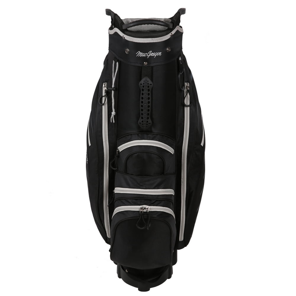 MacGregor Golf VIP Cart Bag with Built In Wheels / Handle, 14 Way Divider, Black/Silver