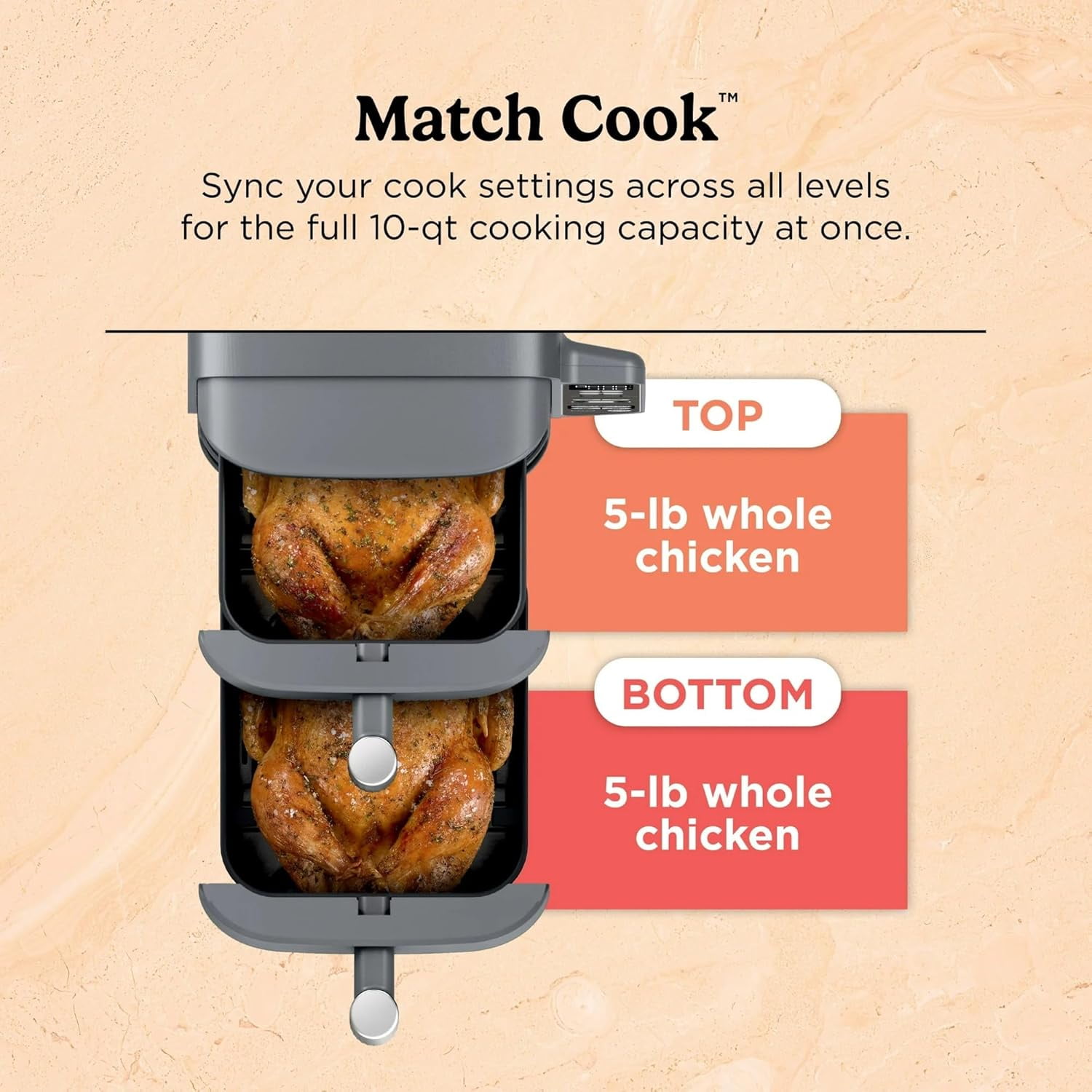 Restored Ninja 10 qt 2-Basket Air Fryer, Black - Automatic Shutoff (Refurbished)