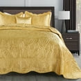 thumbnail image 2 of Home Soft Things 4 Piece Quilted Satin Bedspread Set - Gold - Oversize King (120" x 120"), 2 of 6