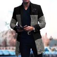 thumbnail image 3 of Holloyiver Men Casual Tops Printed Patchwork Woolen Coat Long Sleeve Turn-down Collar Jacket Black, 3 of 5