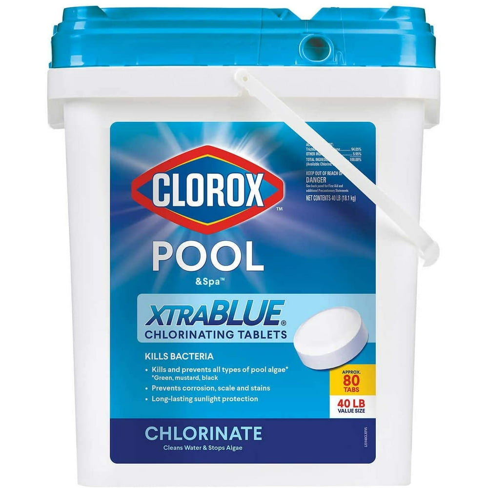 Clorox Xtra Blue 40 Pound 80 Tab Pool And Spa 3 Inch Long Lasting Chlorinating Tablets Walmart 8765