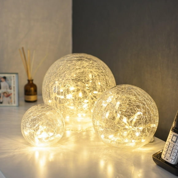 Cracked Glass Ball: Unique Crackle Design, Versatile Nightlight, For Indoor And Outdoor Use (3 Pieces)