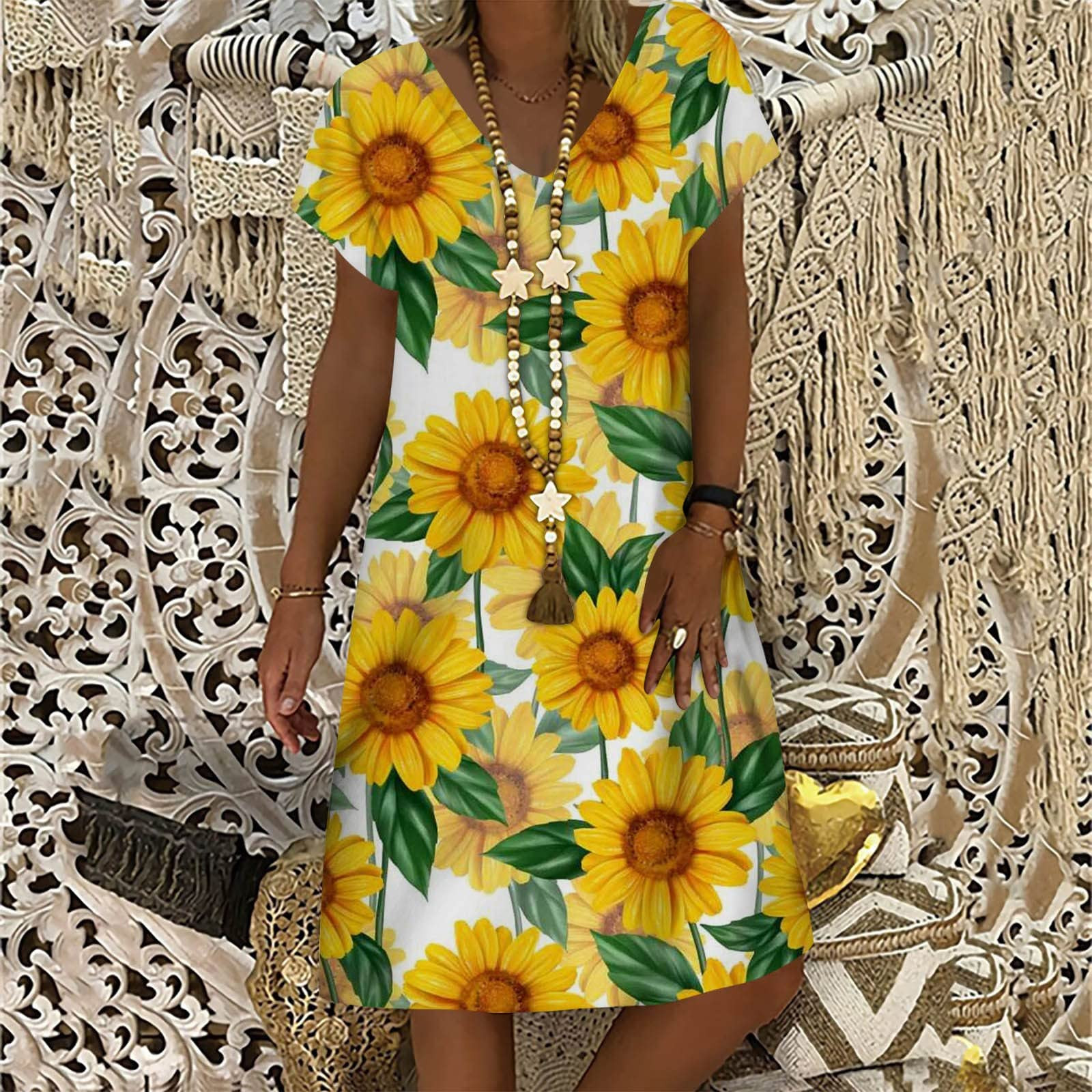 HUPOM Womens Summer Dresses Maxi Dresses For Women Sheath Deep VNeck