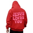 thumbnail image 2 of Christian Jesus Hoodies Mens Faith Religious Graphic Hooded Sweatshirt Spirng Fall Pullover Tops Red XL, 2 of 7