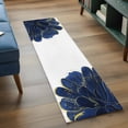 thumbnail image 3 of 2'x6' Rug Runners for Hallways Kitchen, Navy Blue Gold Non Slip Entryway Beside Floor Carpet Runner, Abstract Line Art Troditional Ink Painting Laundry Room Bedroom Throw Rugs Mat for Family Pet, 3 of 8