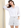 thumbnail image 6 of Stralyhd Womens Shorts Casual Linen Cargo Short Summer Beach Travel Work Fashion Mid-Rise Shorts Essentials Short with Pockets White L, 6 of 7