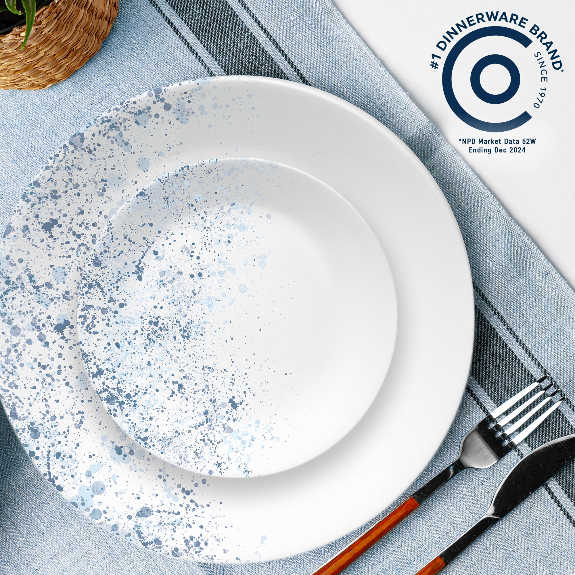 Corelle Indigo Speckle 12-Piece Glass Dinnerware Set (Service for 4)