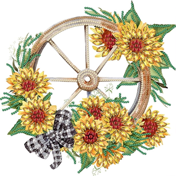 WQ0063 Serie Coches Girasol Diamante Parcial Resina Forma Especial 30*30CM