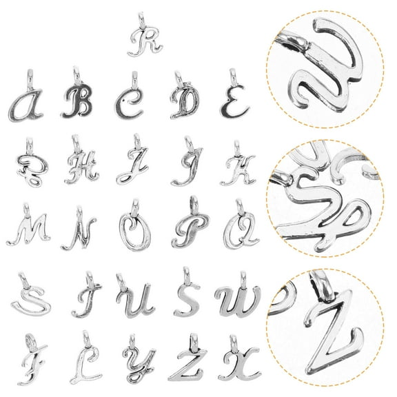NIAIZEK Smooth Edge Zinc Alloy Letter Charms for DIY Jewelry Projects