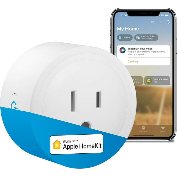 Mini Smart Plug - Apple HomeKit & Siri Compatible, WiFi Outlet for Remote/Voice Control, Timer Function, 2.4GHz