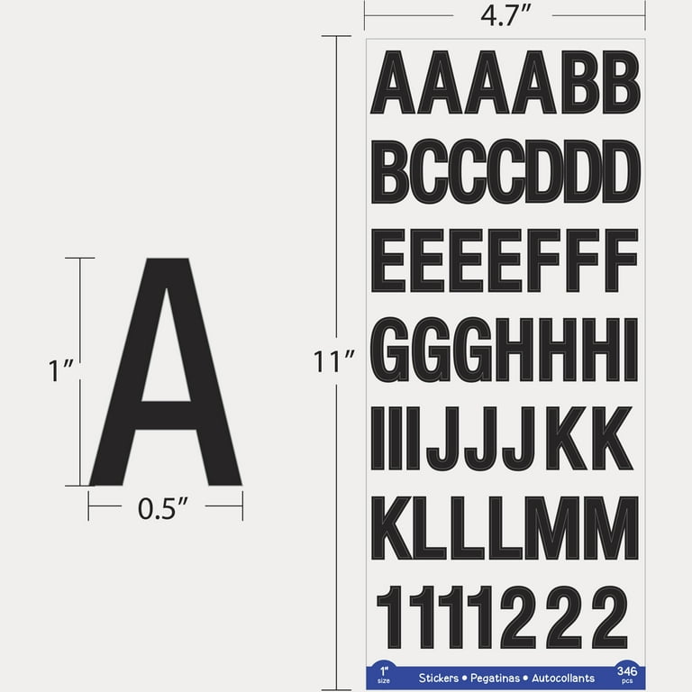 BAZIC Alphabet Numbers Stickers Black 1 A to Z 0 to 9 Sticker for Kids  (346/Pack), 1-Pack 