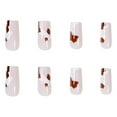thumbnail image 3 of Uñas postizas cuadradas medianas Vaca marrón Prensa en las uñas Pegamento de graffiti en las uñas Uñas brillantes con diseño para mujeres y niñas, 3 of 5