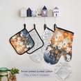 thumbnail image 5 of Cartoon Ghosts and Pumpkin Lights Oven Mitts and Pot Holders with Chef Apron Set 5 Pcs Kitchen Cooking Set, 5 of 6