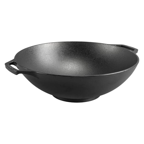 Lodge Cast Iron Cooking Wok L14W Bowl Shape Retains Heat 14 in Top x 6 in Base
