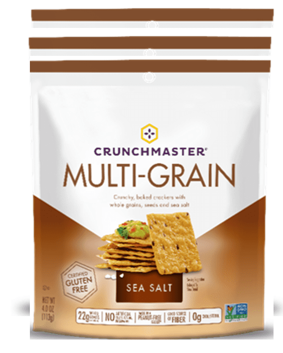 Crunchmaster Crackers, Sea Salt, 4 oz | bundle 3 bags | 22gr Whole grains, No artificial Color and Flavors | No cholesterol | Gluten Free