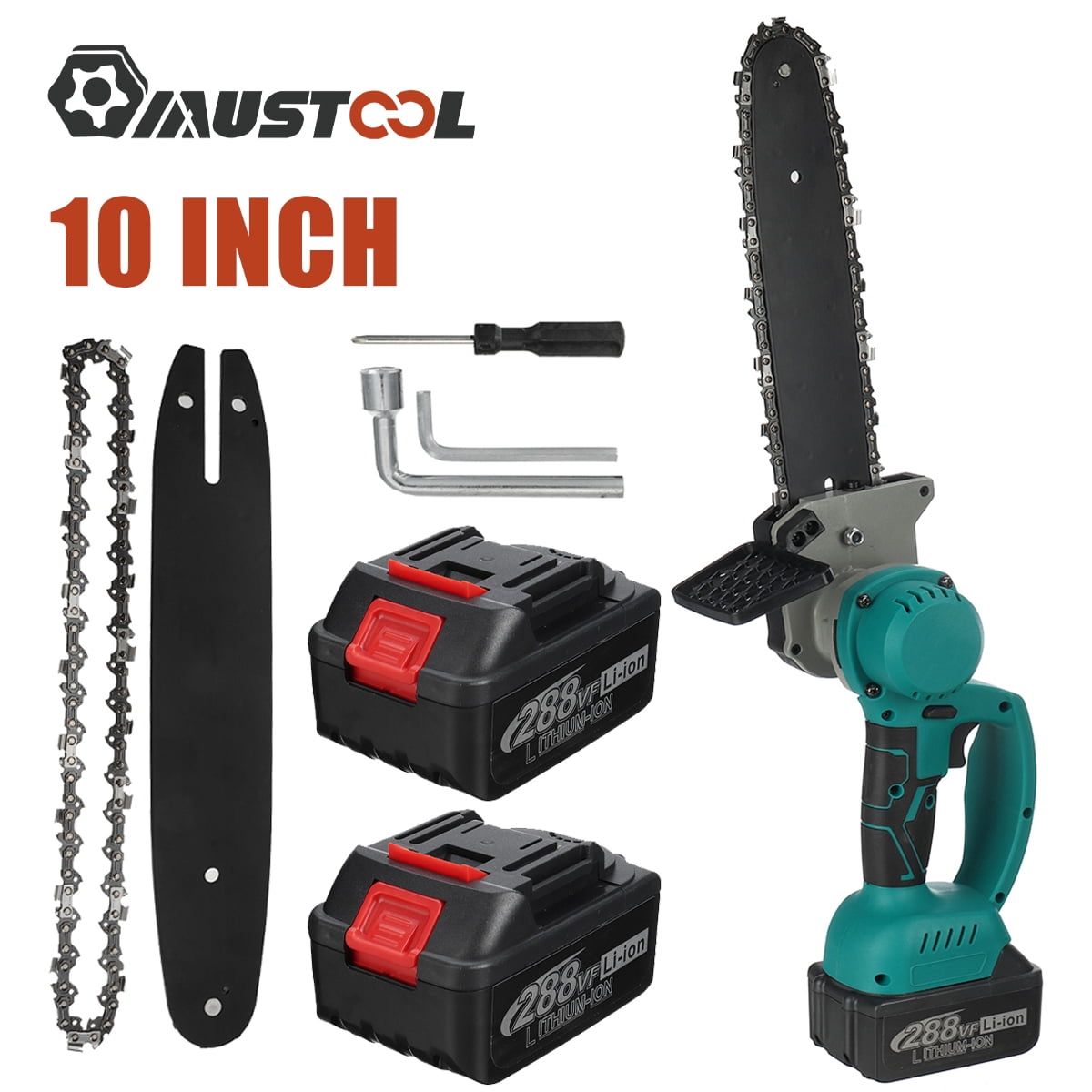 MUSTOOL 10 Inch Handle Chainsaw Cordless, Brushless Electric Chain Saw