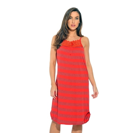 

Cotton Stripe Nightgown (Red Stripe Small)