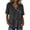 Black #1, variant on Summer Shirts for Women Dressy Casual Cotton Linen Short Sleeve Wrap V Neck Button Decor Pleated Flowy Ruffle Hem Top Blue 2XL