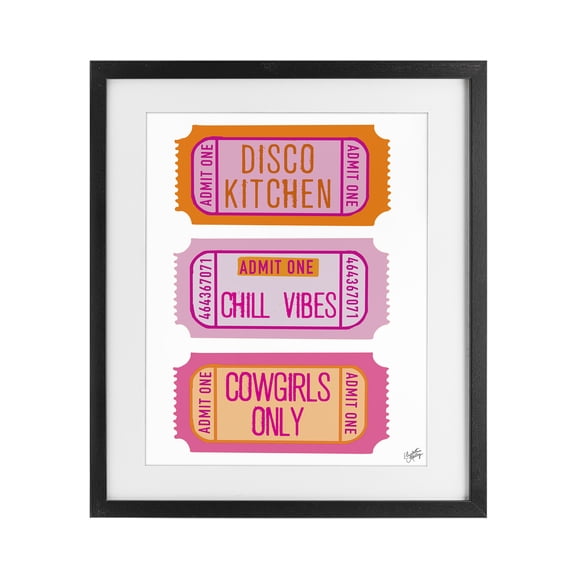 Stupell Industries Eclectic Disco Cowgirl Ticket Phrases Black Framed Print Under Glass, 13 x 16, by Elizabeth Medley