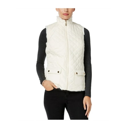 - Charter Club Womens Faux Fur Puffer Vest vintagecream L