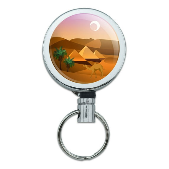 Pyramids Giza Desert Egypt Camel Retractable Belt Clip Badge Key Holder