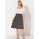 thumbnail image 3 of INSPIRE CHIC Falda midi de una línea con estampado floral para mujer Faldas vintage de gasa de verano Blanco negro M, 3 of 5