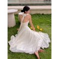 thumbnail image 3 of White Halter Neck Backless Maxi Dress With Ruched Bodice Elegant Sundress For Wedding Vacation Cocktail, 3 of 8