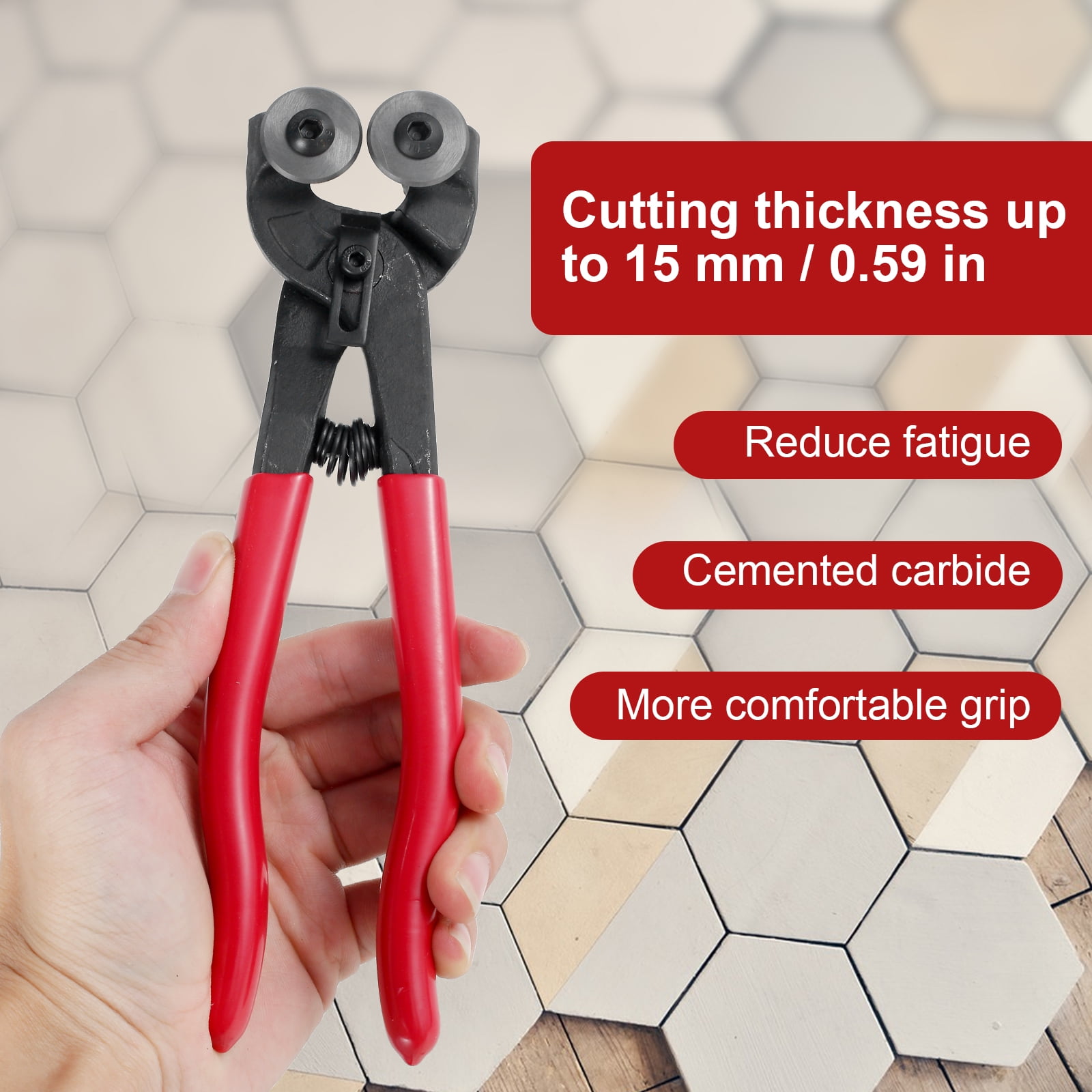 2 Pcs Glass Tile Nippers Set with Handle Heavy Duty Wheeled Glass Mosaic Nipper and Hd Ceramic Tile Nipper for Cutting Glass Mosaic Ceramics Stone Metal