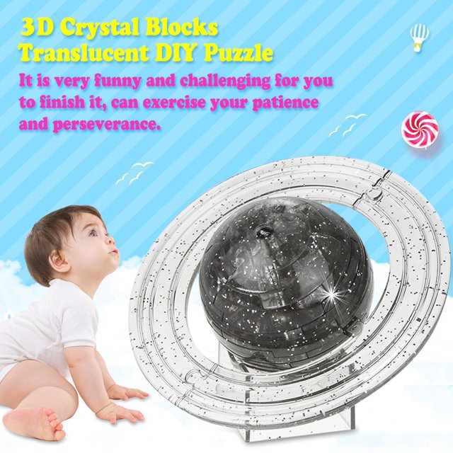 Greensen 3D Crystal Blocks Translucent DIY Puzzle Blocks Saturn-shaped Toy, DIY Puzzle Blocks, Saturn-shaped DIY Puzzle