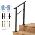 thumbnail image 2 of Kojooin Outdoor Handrails, Iron Stair Railing Kit with Adjustable Angle for Concrete, Wood, Cement or Marble Steps, 2 of 7