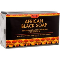 African Black Soap 7oz for Acne, Eczema, Dry Skin, Psoriasis, Scar Removal, Face & Body Wash - Shea Butter, Charcoal, Bamboo Powder