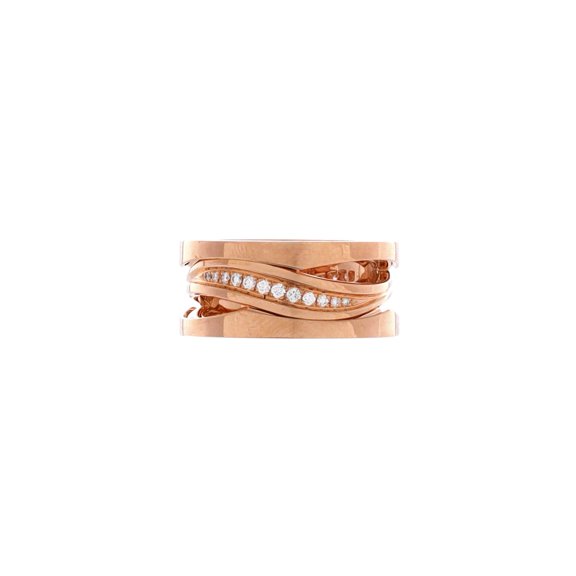 B.Zero1 Design Legend Zaha Hadid Three Band Ring 18K Rose Gold with Diamonds By Rebag