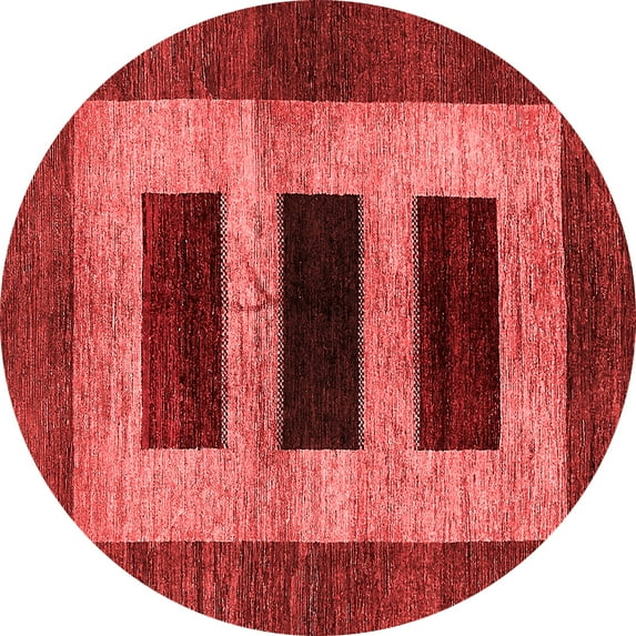 Ahgly Company Indoor Round Abstract Red Modern Area Rugs, 4' Round