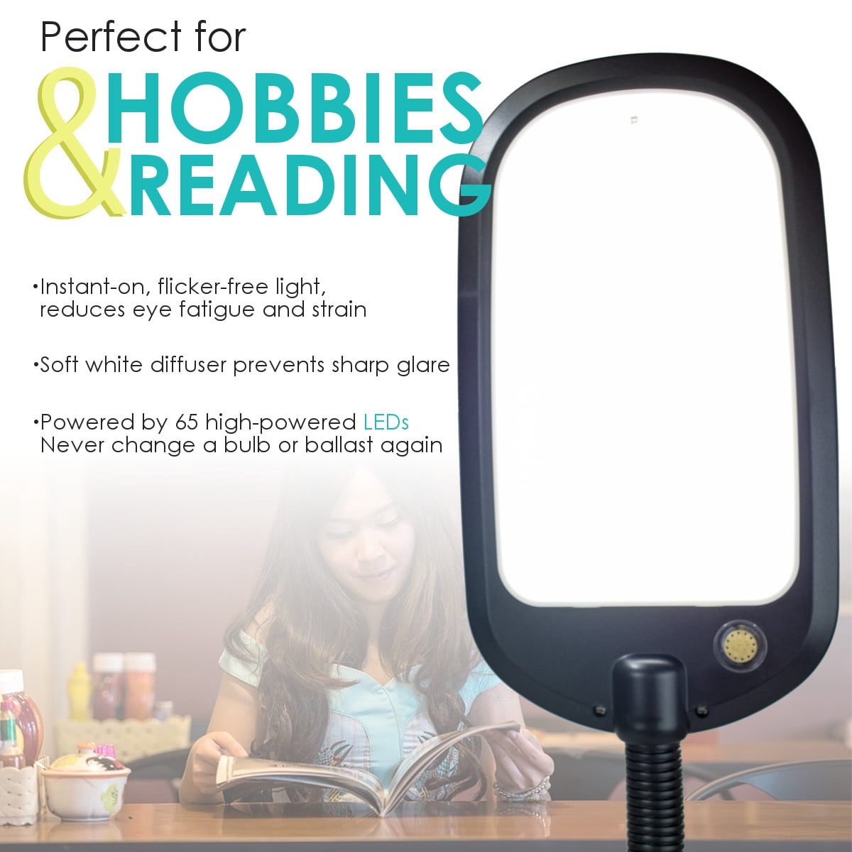 Clamp-On LED Bright Reader Natural Daylight Full Spectrum Desk Lamp