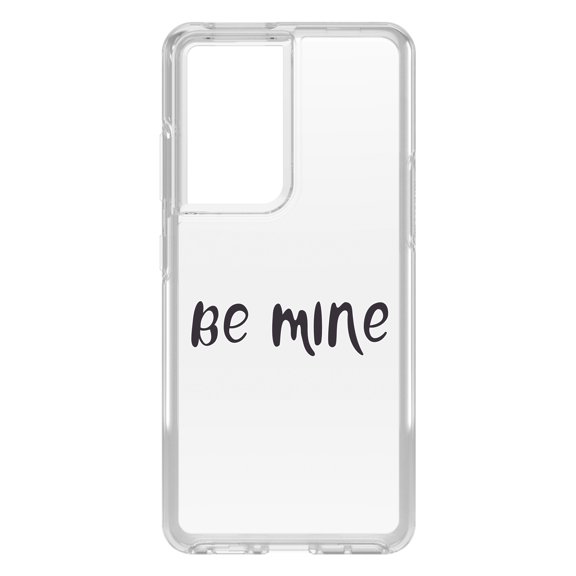 DistinctInk Clear Shockproof Hybrid Case for Galaxy S21 ULTRA 5G (6.8" Screen) - TPU Bumper Acrylic Back Tempered Glass Screen Protector - Be Mine - Valentine's Day
