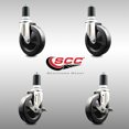 thumbnail image 2 of 5 Inch 316SS Soft Rubber Swivel 1-5/8 Inch Expanding Stem Caster Set 2 Brake SCC, 2 of 2