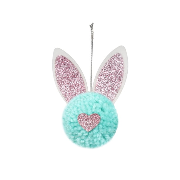 Decoraciones de Pascua, adornos de Pascua, regalos de Pascua, adornos de Pascua, lindos pompones con orejas de conejo y cola, decoraciones colgantes de Pascua, adornos de conejo peludo para árbol, cor