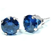 TRUSTMARK JEWELERS 6mm Brilliant Cut Sapphire Ice CZ Sterling Silver Unisex Stud Earrings