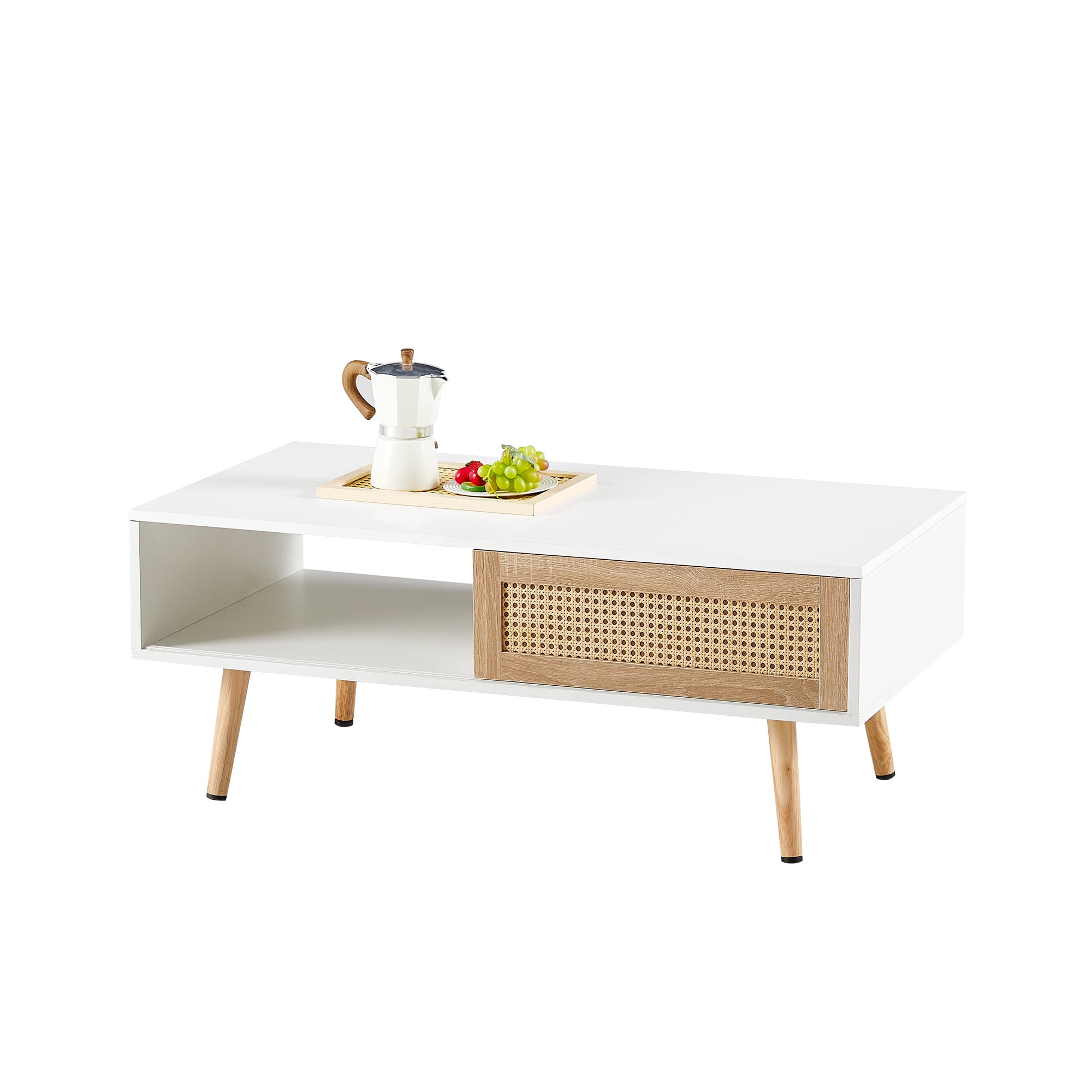 Modern Multifunctional Lift Table, Height Adjustable 18.3" to 29", MDF Desktop with Metal Legs, Rounded Corners for Dressing Coffee Dining Office
