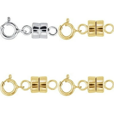 1 - Each NEW SOLID .925 Sterling Silver and 3  - 14K Yellow Gold Filled Round Magnetic Clasps with Spring Rings For Necklaces, Bracelets, And Anklets.