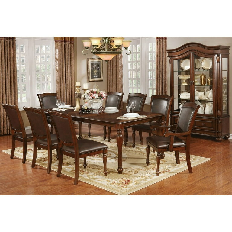 Furniture of America Rolling Knoll Walnut and Dark Brown Faux Leather Dining Chairs (Set of 2)
