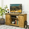 thumbnail image 3 of Costway 59'' Farmhouse TV Stand Sliding Barn Door Cabinet w/ Adjustable Shelf Golden Oak, 3 of 10