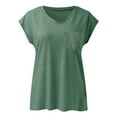 thumbnail image 3 of Olyvenn Stylish Womens Sexy V Neck Tops Summer Cute Ruffle Shirts Cutout Tie Bow Blouse Solid Cap Short Sleeve Crop Tops Green XXL, 3 of 6