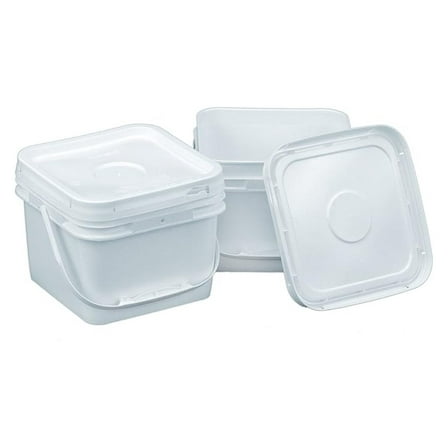 Square 68 mil Bucket Kit, Two 2-Gallon Buckets with White Snap-on Lids
