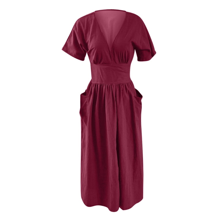 chinese dress ladies Linen Wrap Dress Yoho in Aurora Red main image 0