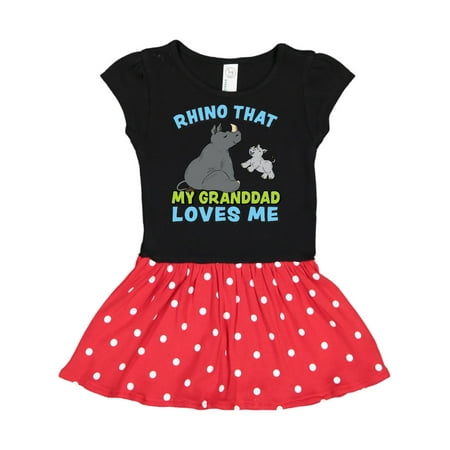 

Inktastic Rhino That My Granddad Loves Me with Cute Rhinos Gift Toddler Girl Dress