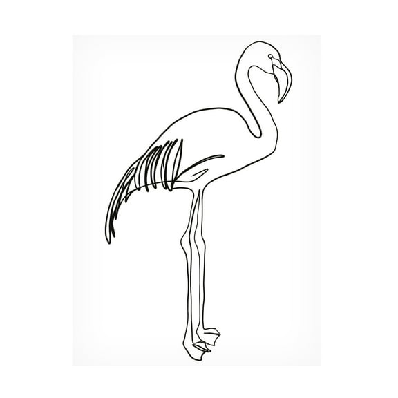 Canvas Wall Art - Cora Niele 'Flamingo Line Drawing' Wall Art for Living Room, Bedroom, or Office Décor by Trademark Fine Art - 18 x 24 Inches