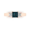 thumbnail image 2 of 1.11 ct Brilliant Princess Cut Natural London Blue Topaz 14k Rose Gold Three-Stone Bridal Wedding Engagement Promise Anniversary Ring for Women size 10.25, 2 of 7