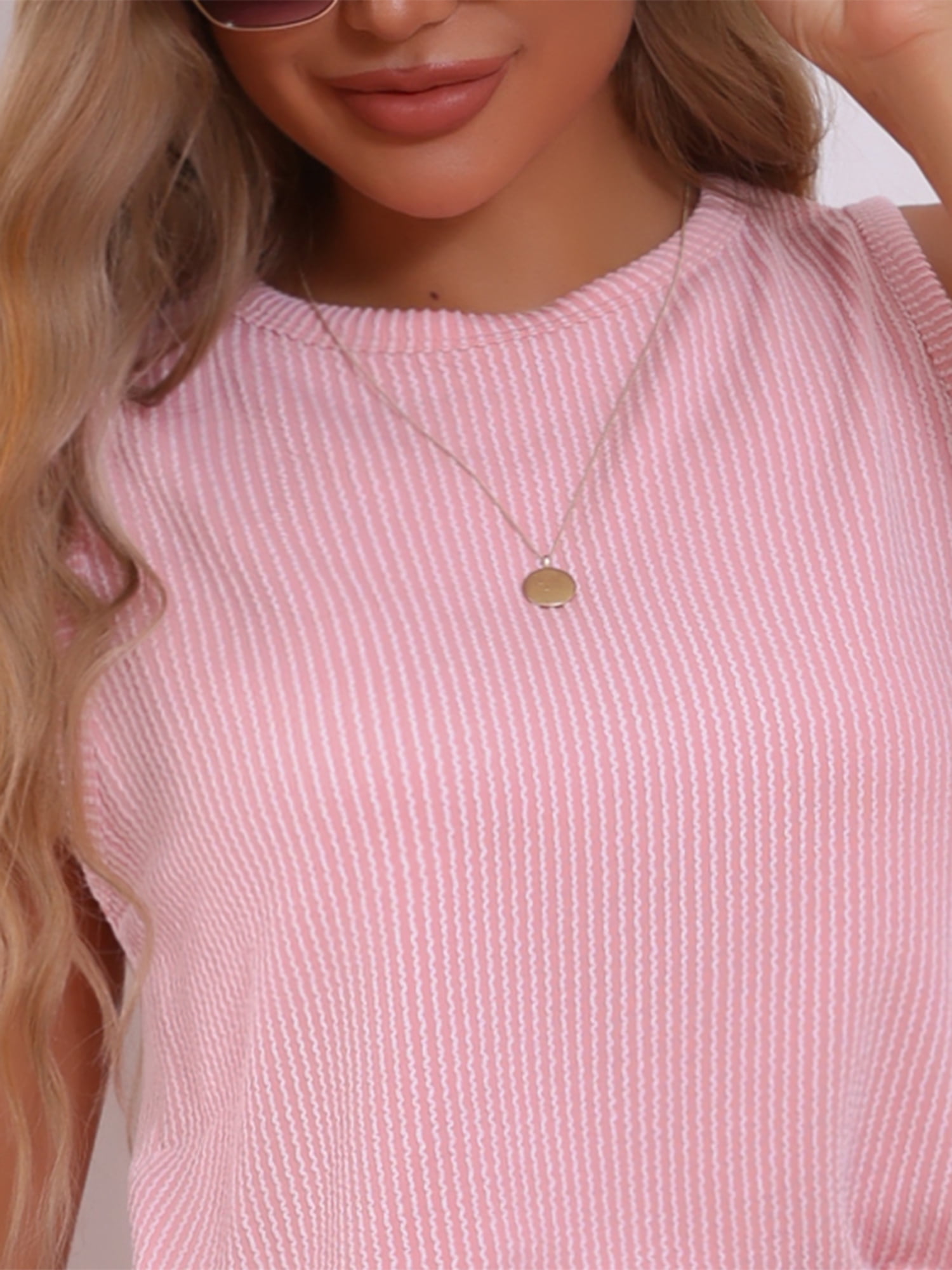 DARING DIVA Women's Lounge Sets with Stripe Shorts and Tank Top XS Pink